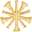 FIVE CROSSED BUGLES  DOUBLE CLUTCH PIN